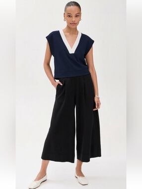 STATESIDE Ponte Culotte Trouser Pants in Black Cropped Small NWT